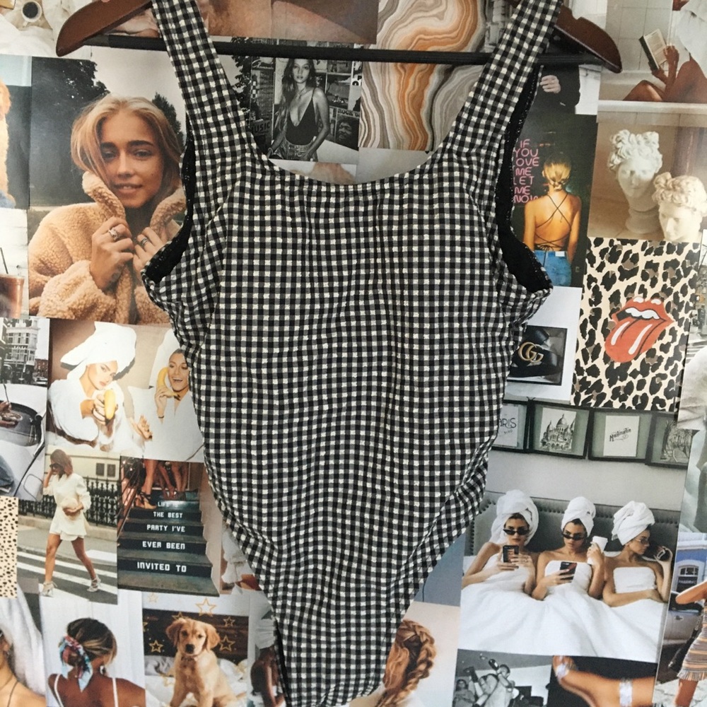 Gingham one piece bathing suit